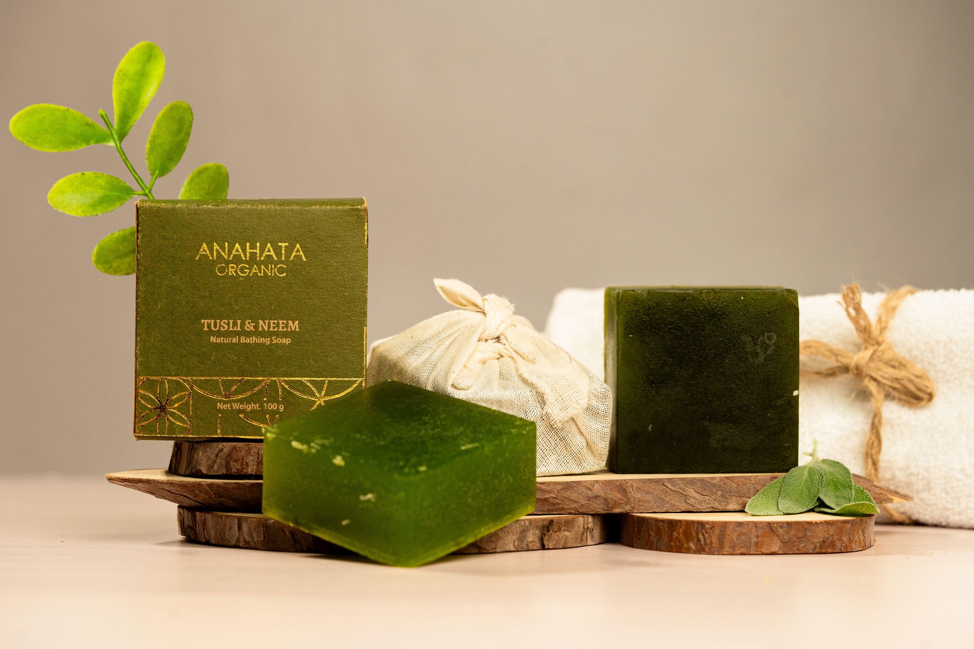 Natural Bathing Soap Neem Tulsi - Anahata Organic 3
